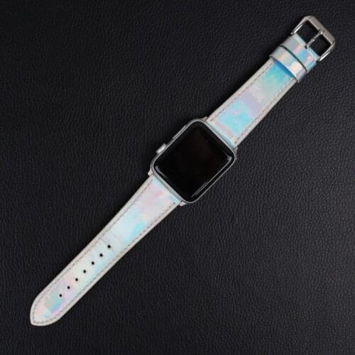 New Laser Reflection Material Bright Leather Band For Apple Watch 38mm 42mm 40mm 44mm Strap For Apple iWatch Band Series 2 3 4 5