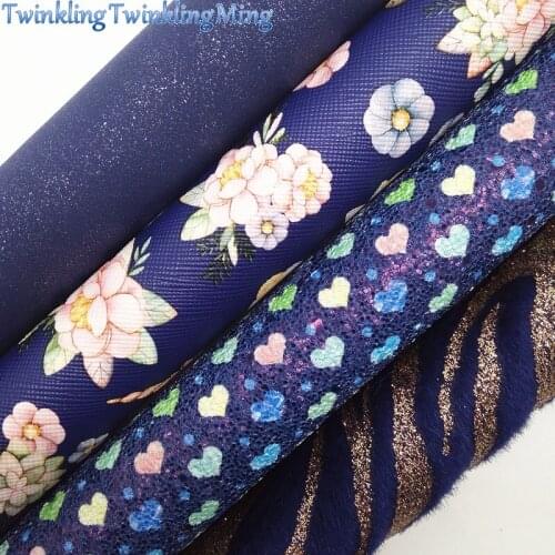 Hearts Unicorn Printed Synthetic Leather, Faux Fur Fabric, Faux Fabric Sheets For Bow A4 21x29CM Twinkling Ming XM019D