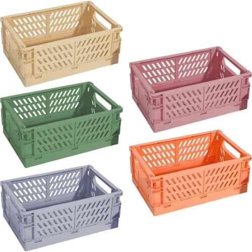 Foldable Plastic Desk Organizer Collapsible Folding Storage Box Basket Sundries Container Desktop Holder For Office Home