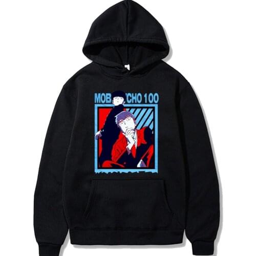 Mens Hoodies Mob Psycho 100 Harajuku Unisex Hoodie Japanese Anime Funny Printed Streetwear Fashion Casual Males sweatshirt