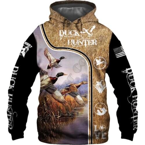 PLstar Cosmos 3D Printed Hoodies Duck Hunter Harajuku Streetwear Women for Men Zipper Hoodies/Sweatshirt/Jacket