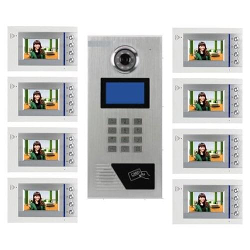 XinSILu Building Home security Video Intercom System 4.3" LCD Video Door Phone IR Home Video Doorbell For 8-Apartments 1 Doors