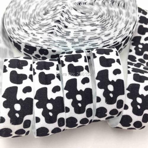 Quality Cow Print Fold Over Elastic Wholesale 5/8" FOE for Hair Tie Hair Elastic Supplies Hair Accessories DIY Headwear 10Y