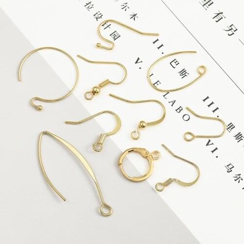 10pcs Multi Size 18K Gold Plated Copper Material French Earring Hooks Clasp Ear Rings For DIY Jewelry Making Findings Supply