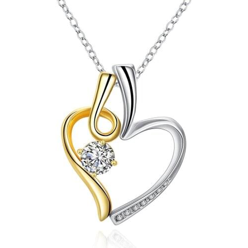 ZEMIOR Heart Pendant Necklaces For Women Sweet Hollow Color Separation Czech Drill Necklace Romance Wedding Girl Fashion Jewelry