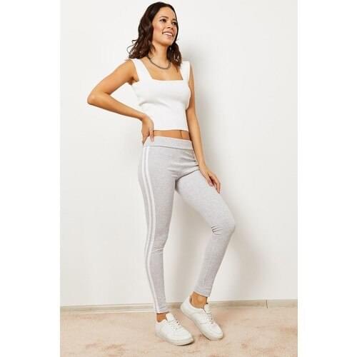 Zafoni Women White Double Stripe Tights