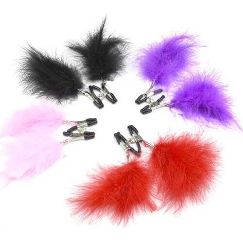 1Pair Steel Breast Clip Shaking Stimulate Sexy Papilla Clip Female Breast Clips Feather Breast Nipple Clamps Exotic Accessories