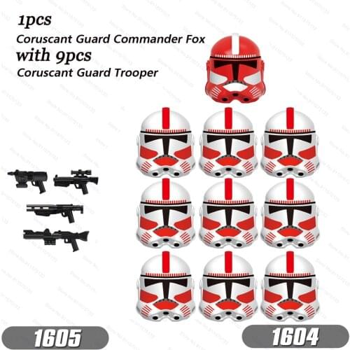 10pcs/lot Commander Fox with Clone Coruscant Guard Troopers Building Blocks Bricks Star Action Figure Wars Toys Children Gift