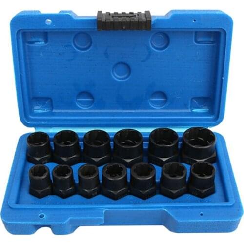 13PCS Impact Damaged Bolt Nut Remover Extractor Socket Tool with Socket Nut Adapter Screw Removal Socket Wrench