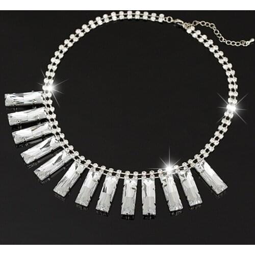 2015 Fashion Necklace Chain Chunky Statement Necklace & Pendant Wholesale Jewelry transparent Crystal Choker Women ##N043