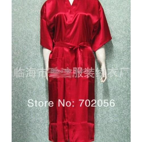 2019 Unisex mens Ladies womens Solid plain Satin long Robe Pajama Lingerie Sleepwear Kimono Gown pjs #3449