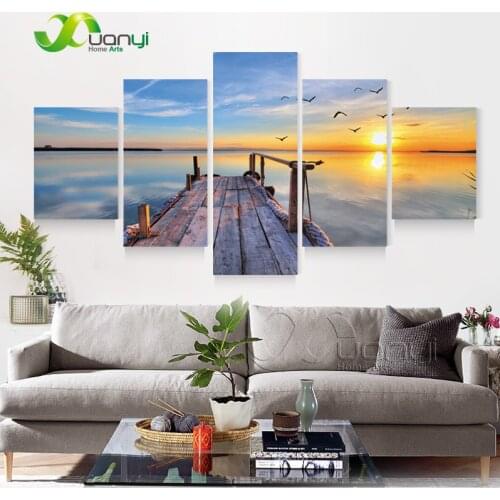 5 Panel Canvas Art Sunset Seascape Wall Art Canvas Painting For Home Artwork Sunset Seascape Painting Home Decor Unframed PR1165