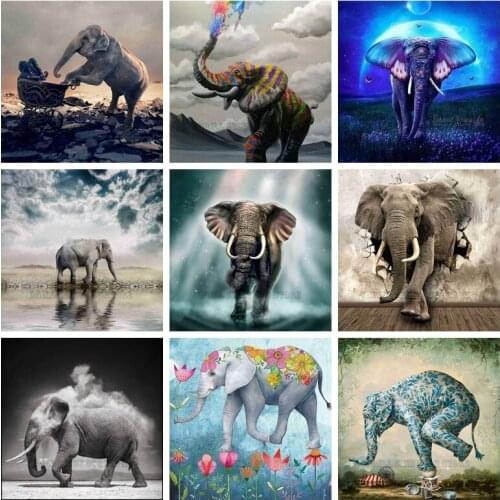 5D DIY Embroidery Diamond Painting Animal Elephant Full Drill Diamond Mosaic Decor Rhinestones Craft Home Decor Christmas Gift