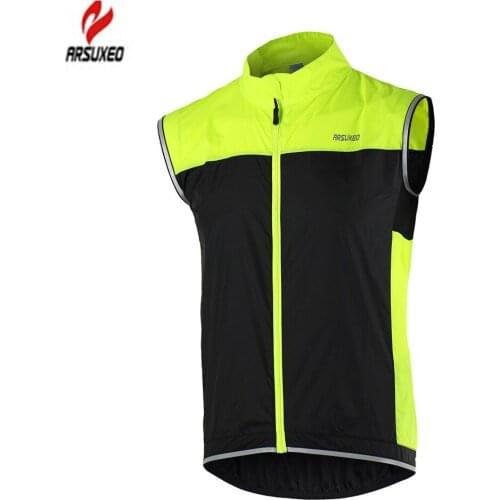 ARSUXEO 2018 Cycling Vest Windproof Waterproof MTB Bike Bicycle Vest Breathable Reflective Clothing Cycling Jacket ropa ciclismo