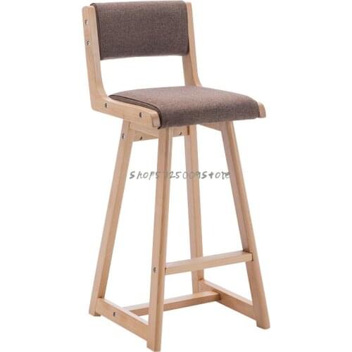 Solid Wood Bar Chair Modern Simple Back Bar Chair Nordic Family Leisure High Stool Bar Cashier Front Desk Chair