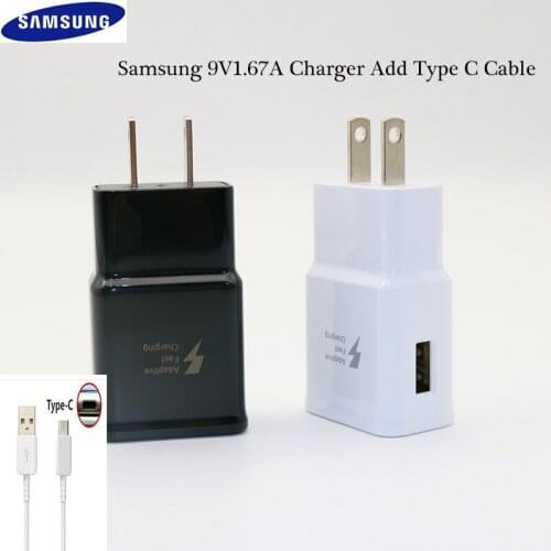 Samsung Galaxy Fast Charger USB Power Adapter 9V1.67A Quick Charge Type C Cable for Galaxy S10 S8 S9 Plus A3 A5 A7 2017 note8 9