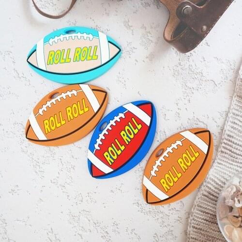 Chenkai 5PCS BPA Free Silicone Football Teether Pendant Nursing DIY Baby Shower Pacifier Dummy Teether Sensory Toy Accessories