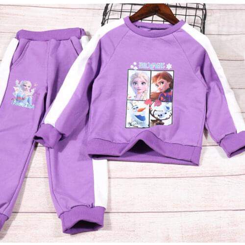 Frozen Autumn and Winter Childrens Suits Girls Casual Suits Girls Baby Sweater Two-piece Childrens Casual Sportswear