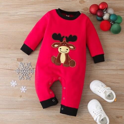 New Christmas Clothes Baby Girl Romper Cotton Lovely Cartoon Deer Long Sleeve Baby Boy Jumpsuit Baby Girl Clothes Winter 0-18M