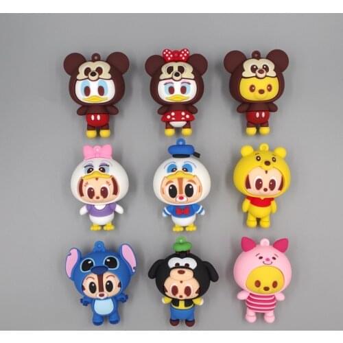 Disney 1pcs duck bear mouse dog cartoon plastic accessories doll cake decoration mini character cute charm fashion gift doll