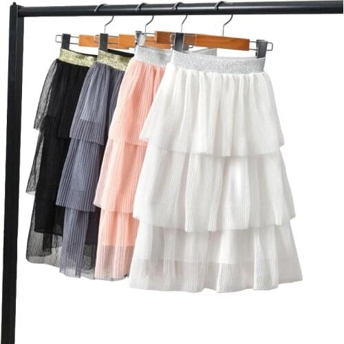 Cupcake long skirt age for 2 - 12 yrs little girls beach clothes lace tulle ruffle vintage skirts white black party dance skirts