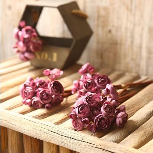 Artificial Plants Wedding Decoration Handmade Mini Buds Artificial Flower Short Branch Flower Home Party Display Decoration