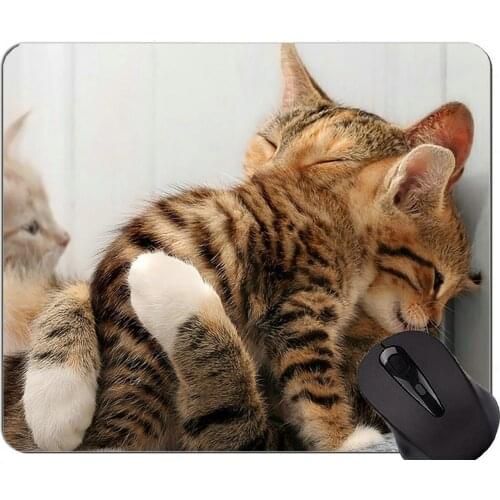 Mouse Pad with Stitched Edge,Adorable Hug Kitten Animal Love Cat Home Office Computer Accessories Mousepads