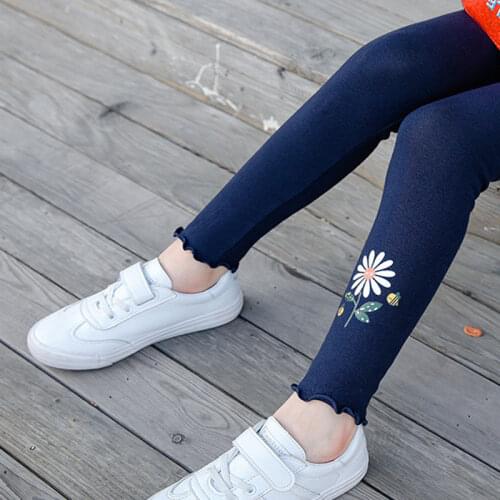 Girls Leggings 100% Cotton Girls Trousers Fille Kids Pants Girls Pants Skinny Print Cartoon Pattern Children Leggings Trousers