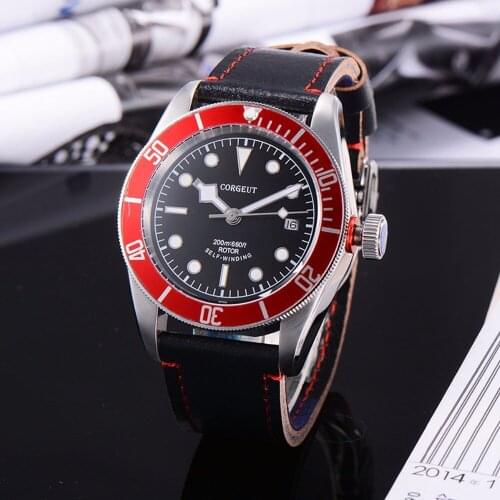 Corgeut 41mm Sapphire Glass Waterproof Mechanical Swim Watch Men Sport Clock Luminous Calendar Luxury Automatic Male Wristwatch