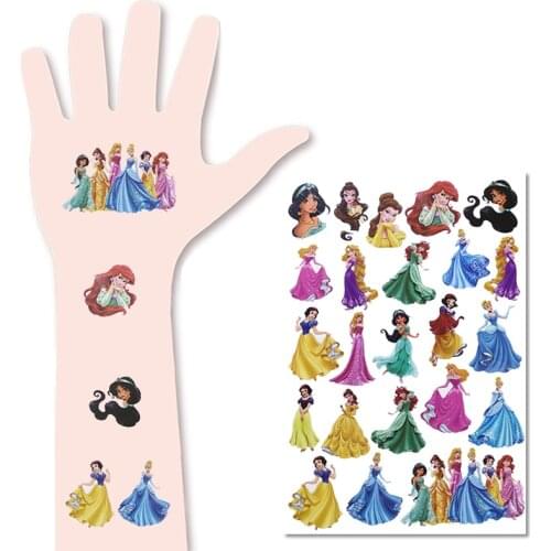 Disney Princess Tattoo Stickers Child Temporary Fake Tattoos Paste on Face Arm Leg for Children Cartoon Anime Kids Toys Sticker