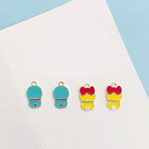 MRHUANG New 10PCS Oil Drop Rainbow Enamel Charms DIY Jewelry Bracelet Necklace Pendant Charms Gold Tone Enamel Floating Charm