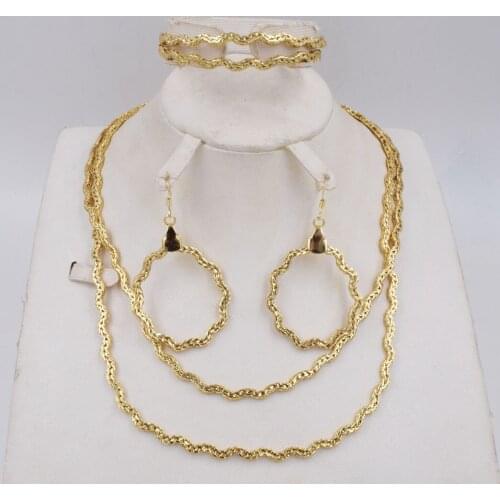 NEW High Quality Ltaly 750 Gold color Jewelry Set For Women african beads fashion necklace set earring jewelry