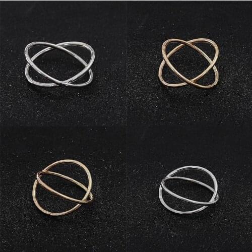 Gold Color Plated X Cross Hot Women`s Ring For Women Jewelry 2021 New Arrivals Stereo Surround Ring