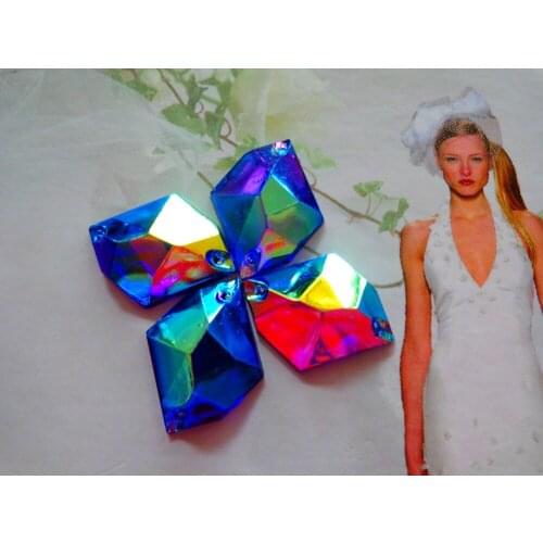 Sew on Rhinestone 21*16mm darkblue AB colour Acryl crystal cosmic shape flatback strass Diamond Gem stone 100pcs/lot