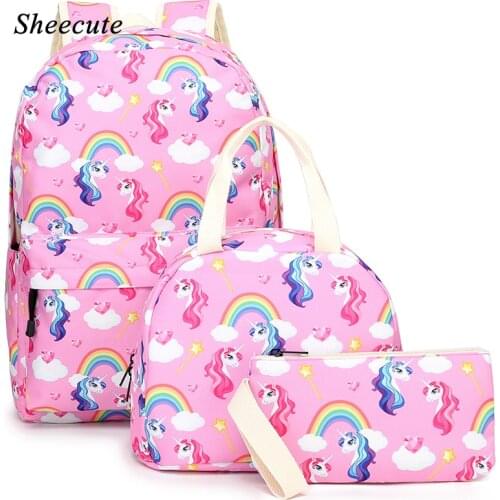 Children School Backpack Unicorn School Bag for Teenage Girls Backpacks Student Laptop Computer Backpacks for Women Bags Set
