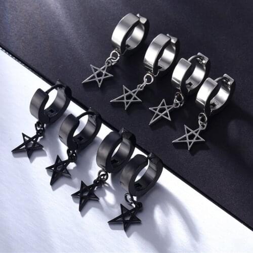 Fashion Punk Star Earrings Men Stainless Steel Clip Earrings For Women Girls Korean No Piercing Jewelry 2021 pendientes mujer