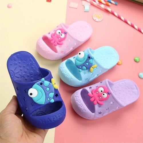 Sea Animals Cartoon Children Slippers Baotou Toe Protection for Boy Girl Shoes Non-slip Anti-collision Breathable Kids Flip Flop