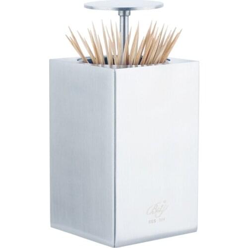 Kitchen Bar Table Decoration Toothpick Holders Stainless Steel Square Portable Toothpick Box Barrels