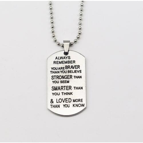 Always Remember That You Are Braver Than You Believe Stronger Than You Look Smarter Than You Think Lettering Friendship Necklace