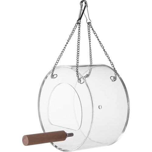 Clear Hanging Bird Feeder Garden Yard Outdoor Wild Birds Acrylic Round Food Box Decoration Practical Bird Feeder Cage