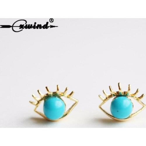 Cxwind Simple Rhinestone Blue Eyes Stud Earrings For Women Hip Hop Night Club Ear Jewelry Accessories brincos