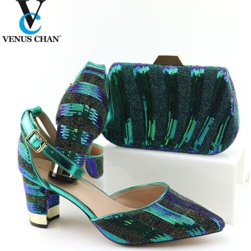 Photo Color Lady Shoes and Bag to Match African Design Italian Women Matching Shoes and Evening Bag
