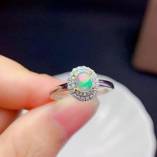 S925 Sterling Silver Ring Engagement Ring Natural Opal Jewelry 4x5mm Ladies Luxury Fashion Jewelry Noble Personality