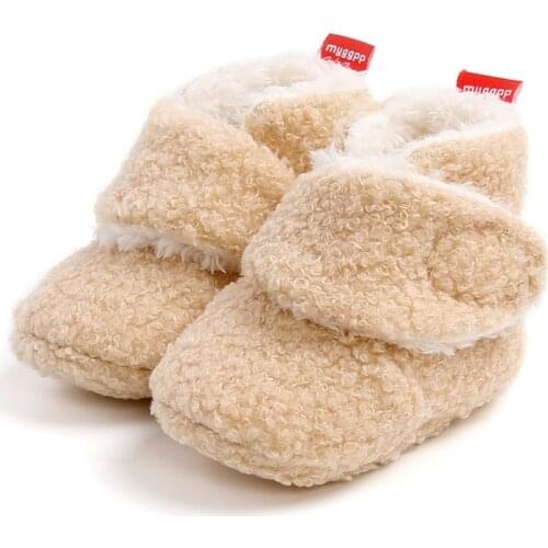 Newborns Baby Girls Snow Boots Winter Shoes Cashmere Plush Patchwork Boots Soft Bottom Warm Crib Shoes