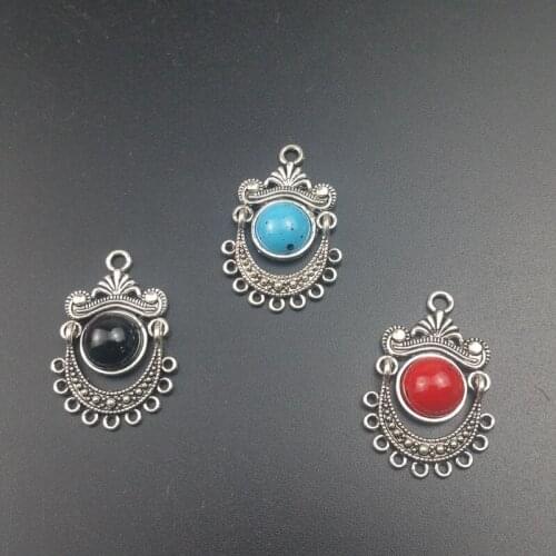 10pcs/lot 21x32mm Zinc alloy Inlaid acrylic drill earrings hanging heads Jewelry accessories For connecting Headwear accessories