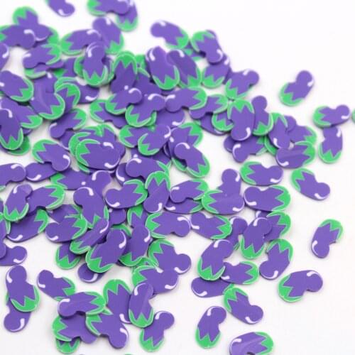 100g/lot Purple Eggplant Slices Polymer Clay Aubergine Vegetable Sprinkles for Toy Decoration DIY Crafts Filler Accessories