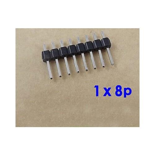 100Pcs 2.54 mm Spacing Distance Single Row 8 Pins Straight Pin Header Connectors