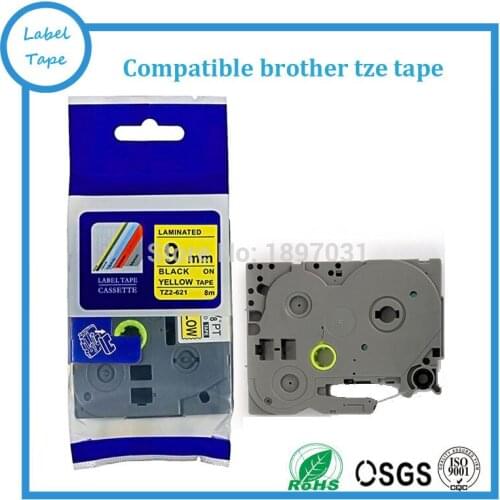 10PK 9mm tz tze tape TZe-621 TZe621 TZ621 TZe 621 for P-touch label maker printer Ribbon maker PT-D200 LABEL CARTRIDGE ROLLS