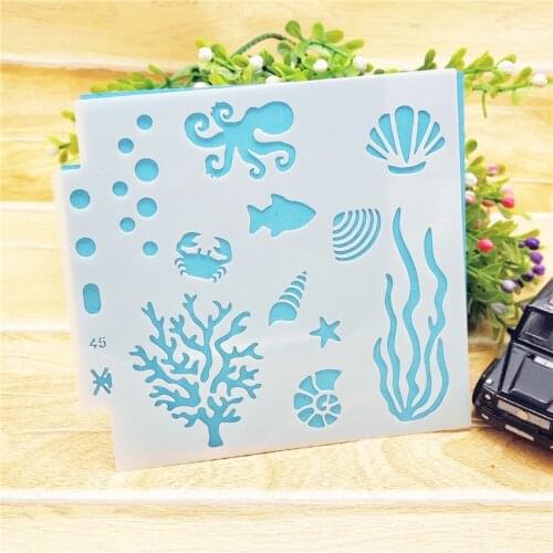 13*14CM seaweed shield DIY cake scrapbook stencils hollow Embellishments printing lace ruler Valentines Day Cover template