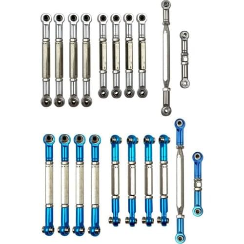 2 Set for MN D90 D91 D96 D99S MN99S MN90 1/12 RC Car Accessories Pull Rod Steering Link Rod Set Parts, Blue & Silver